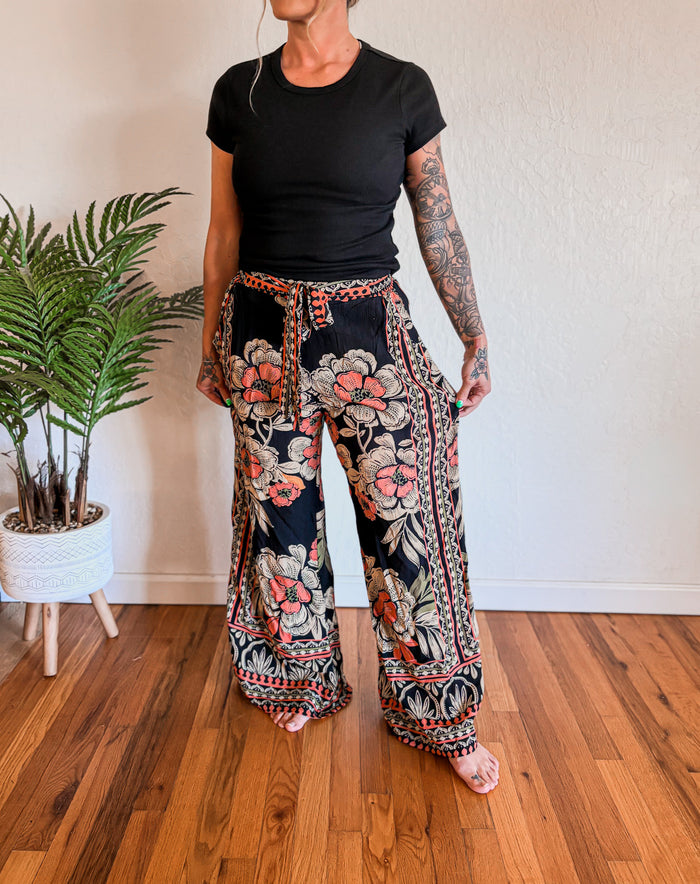 TIE WAIST WIDE LEG PANT