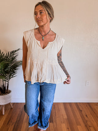 Vintage Cream Woven Top