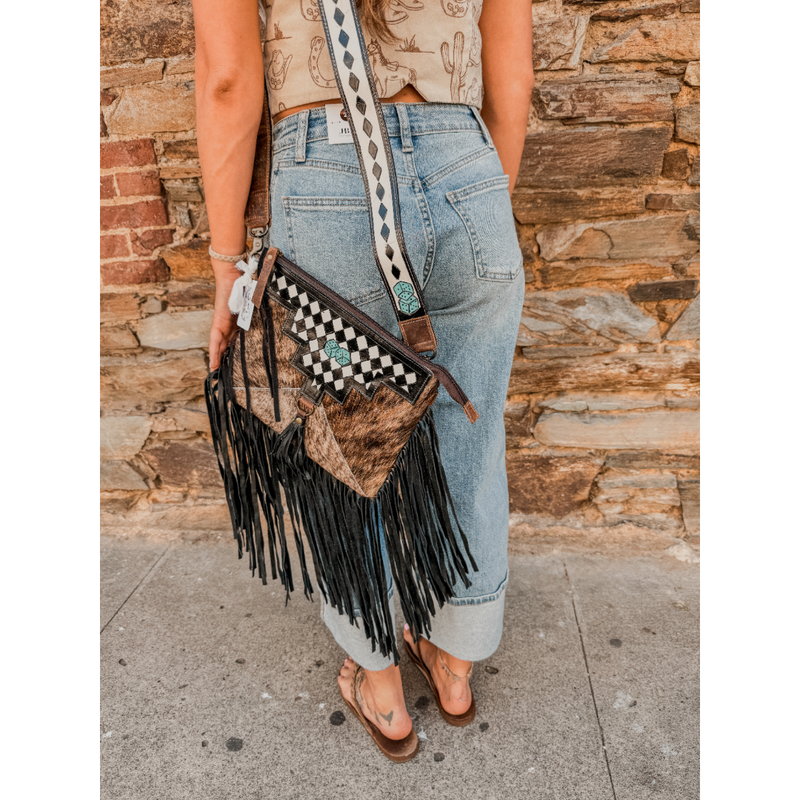 Turquoise Dice Checkered Purse