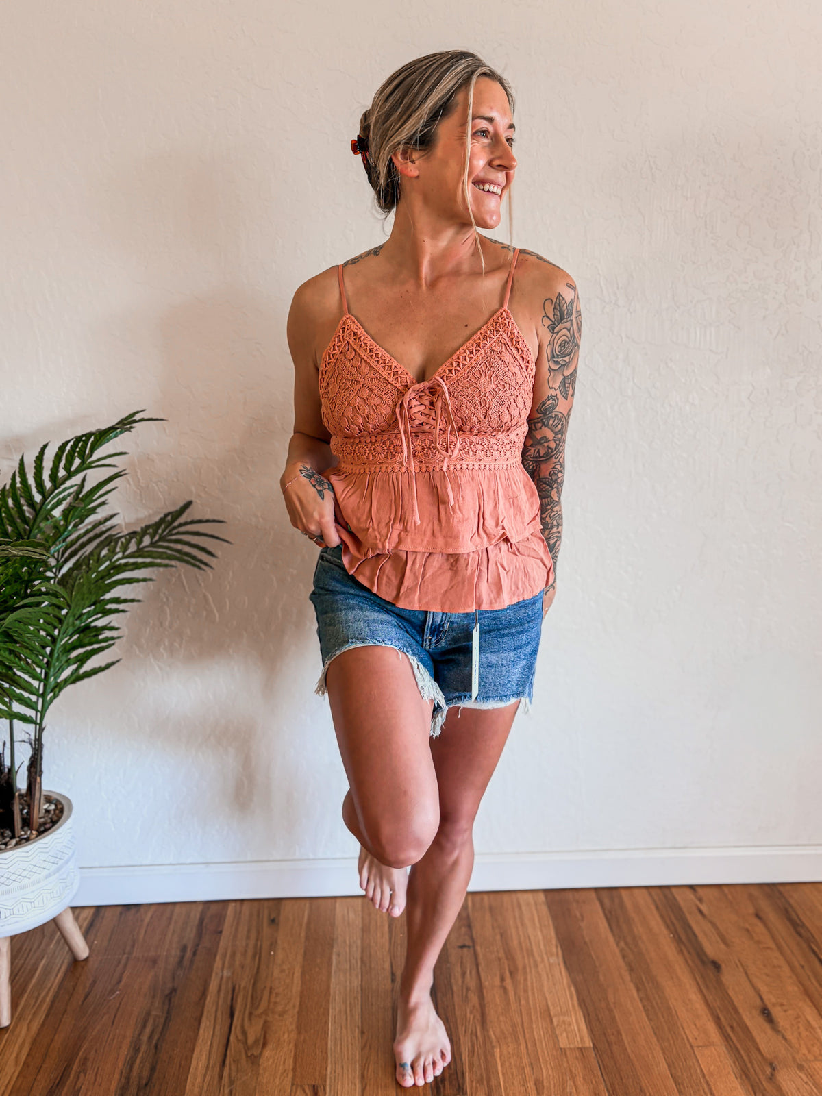 Miss Me Cami With Lace Overlay