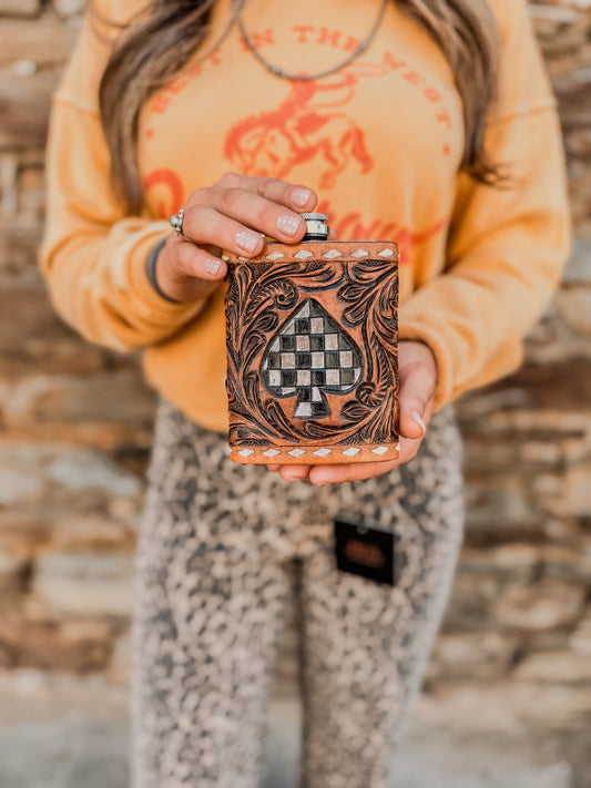 8oz Checkered Spade Flask