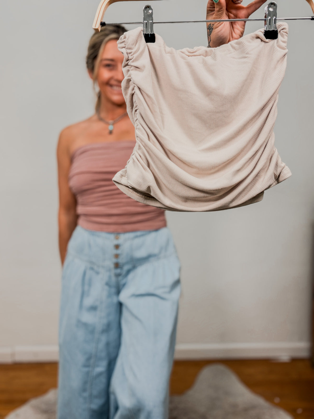 Jersey Ruched Crop Tube Top