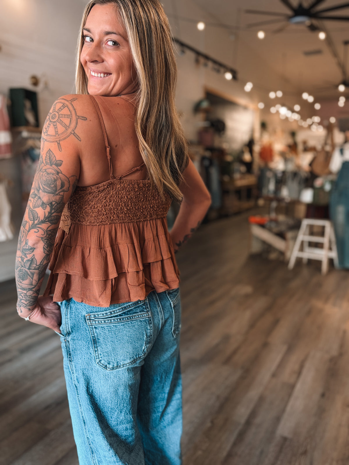 Rust Lace Boho Tank