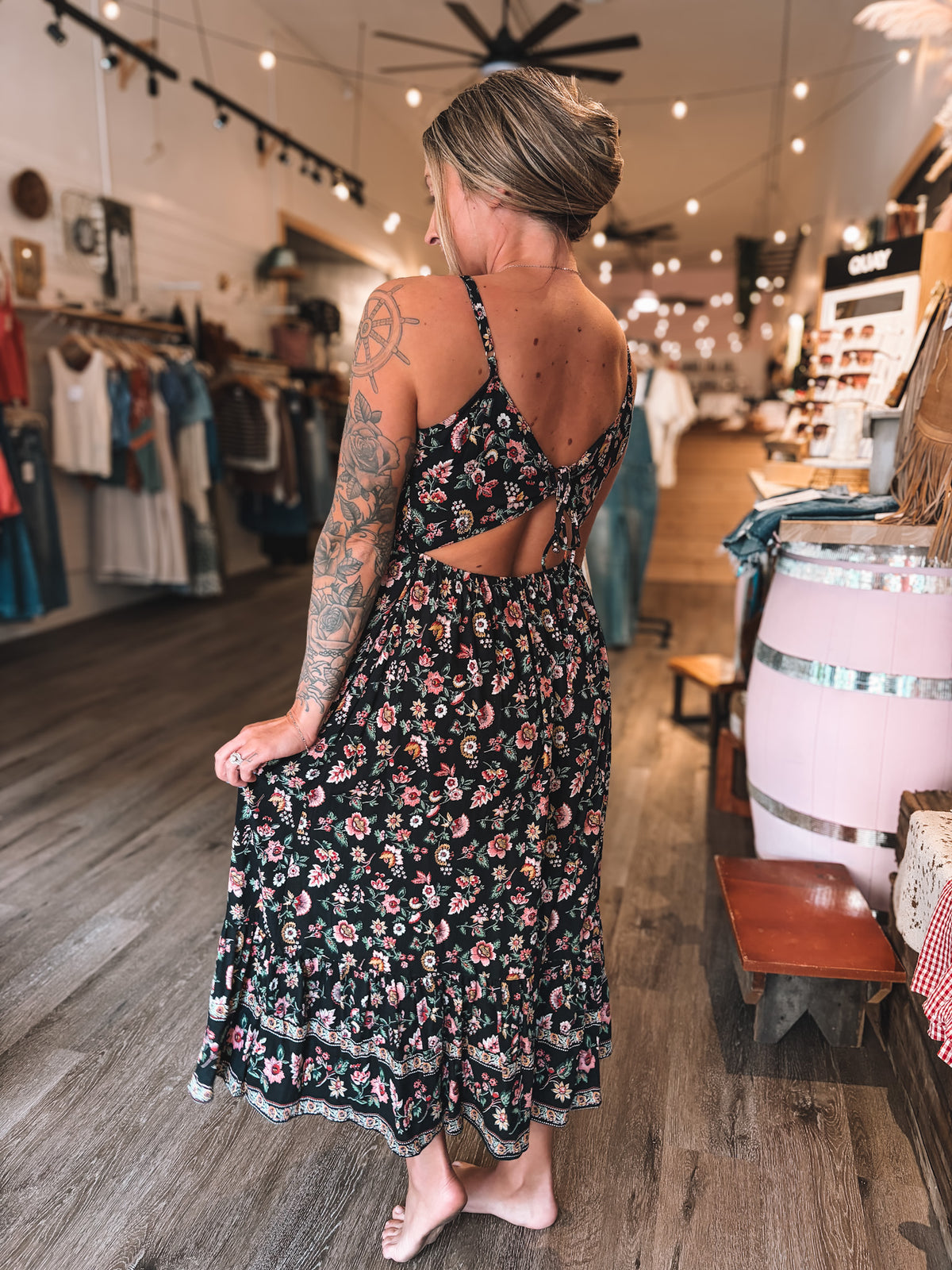Midnight Floral Midi Dress