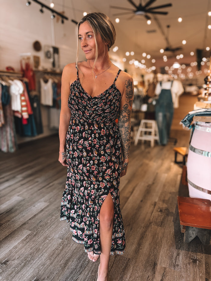 Midnight Floral Midi Dress