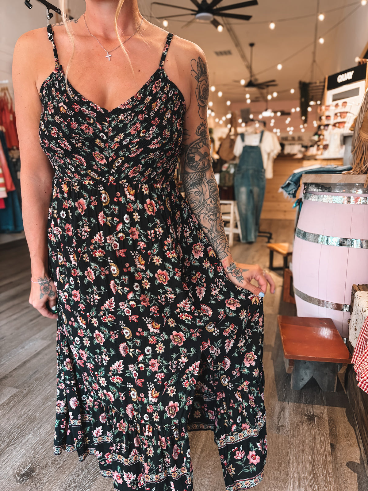 Midnight Floral Midi Dress