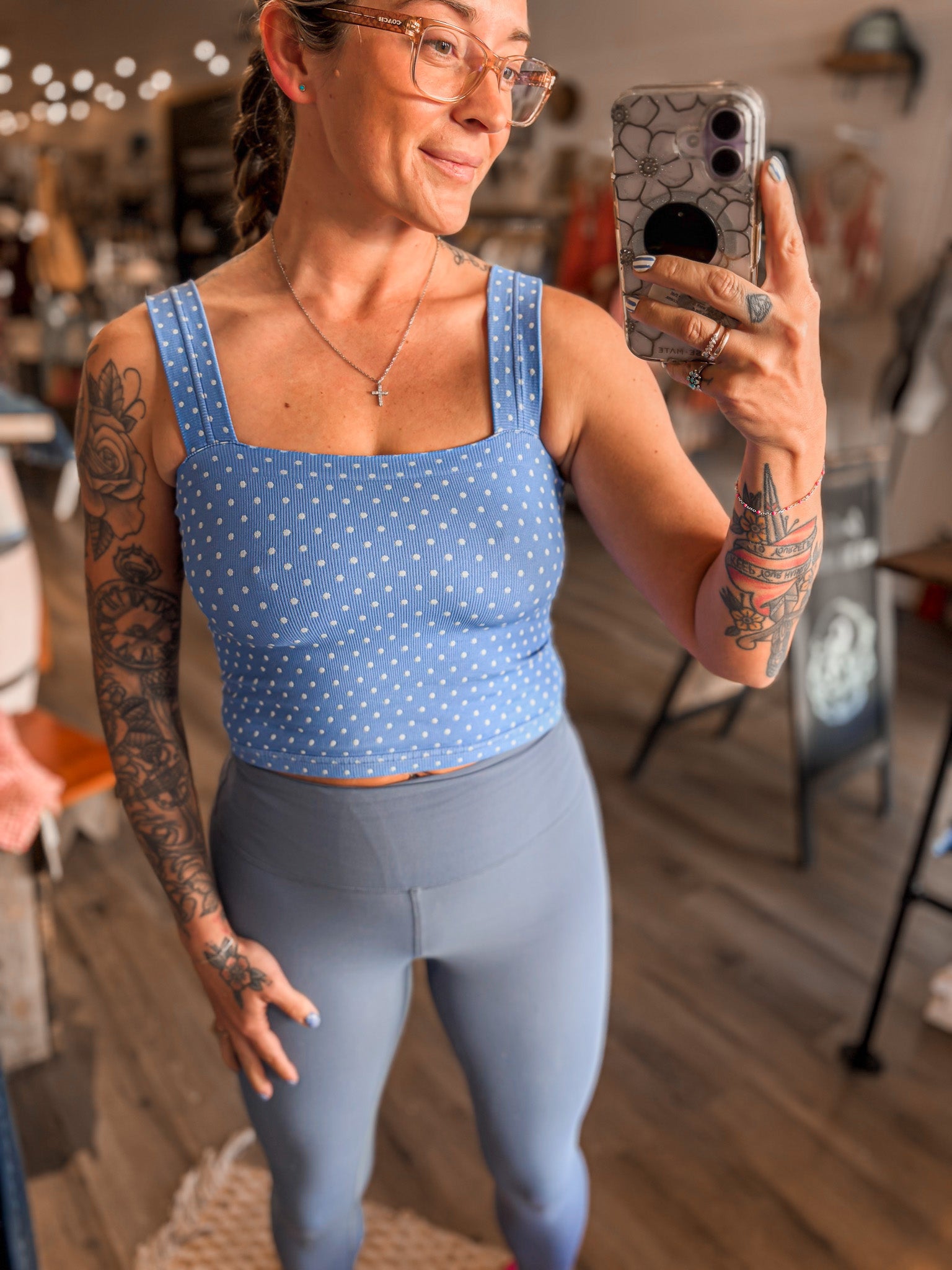 Nikibiki Square Polka Dot Cropped Bralette – Sage lush boutique