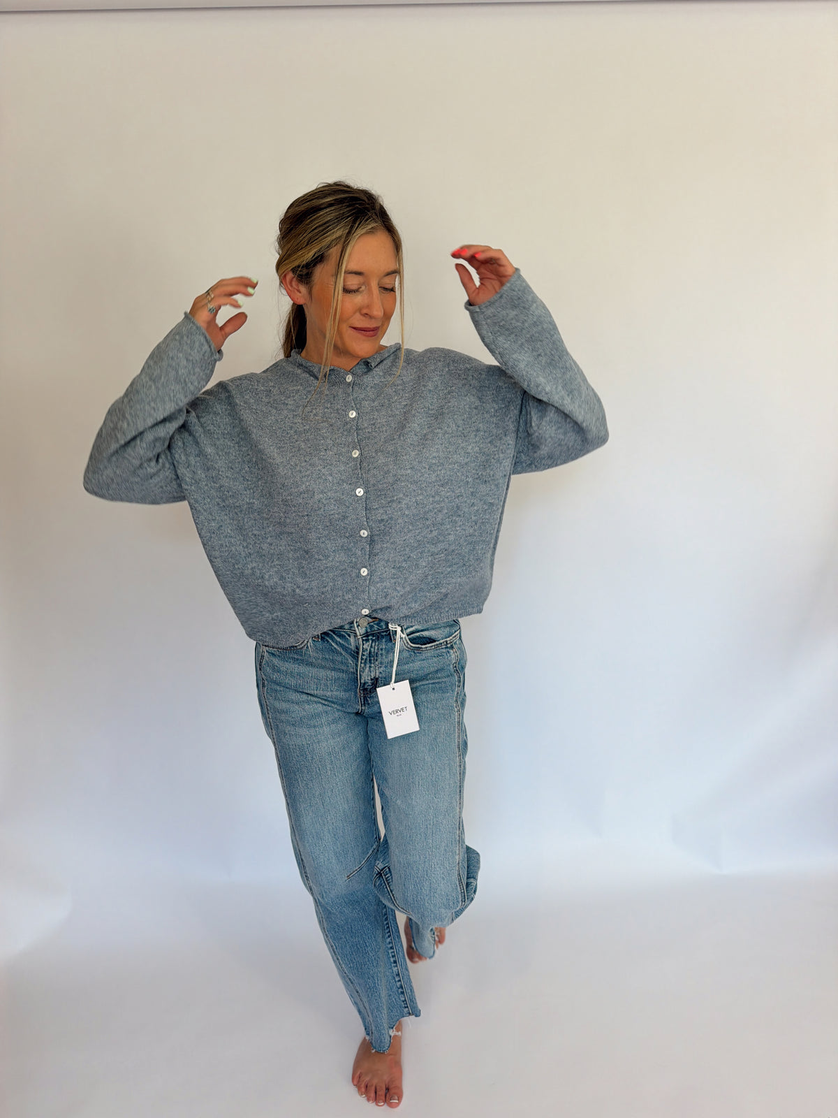 Denim Ultra Soft Cardigan ￼