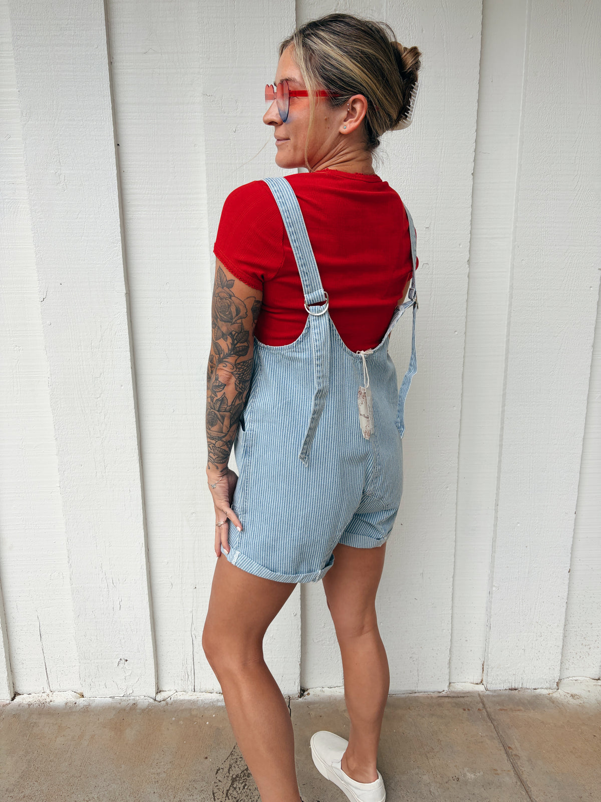 Pinstripe Denim Overalls