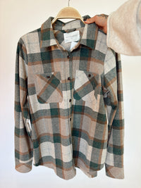 Olive, Brown & Tan Plaid Button-Up Shirt, alternate view