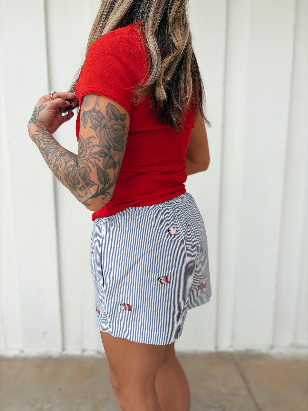 Stripe Flag Embro Shorts