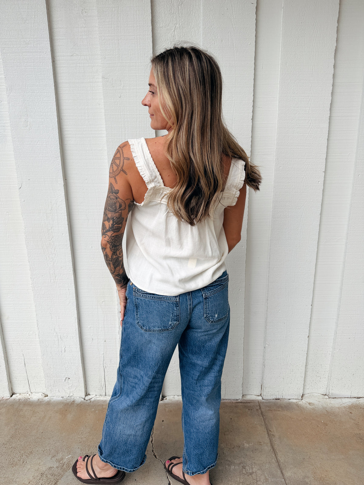 Ivory Button Down Tank