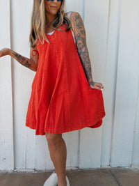 Cherry Red Denim Romper