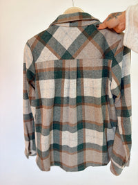 Olive, Brown & Tan Plaid Button-Up Shirt, alternate view