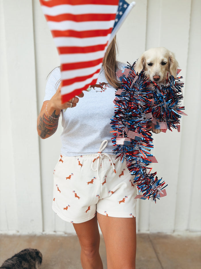 Crew Neck Short Sleeve dachshund Embroidery Baby T-Shirt