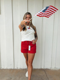 Just Black Denim Hot Red Shorts