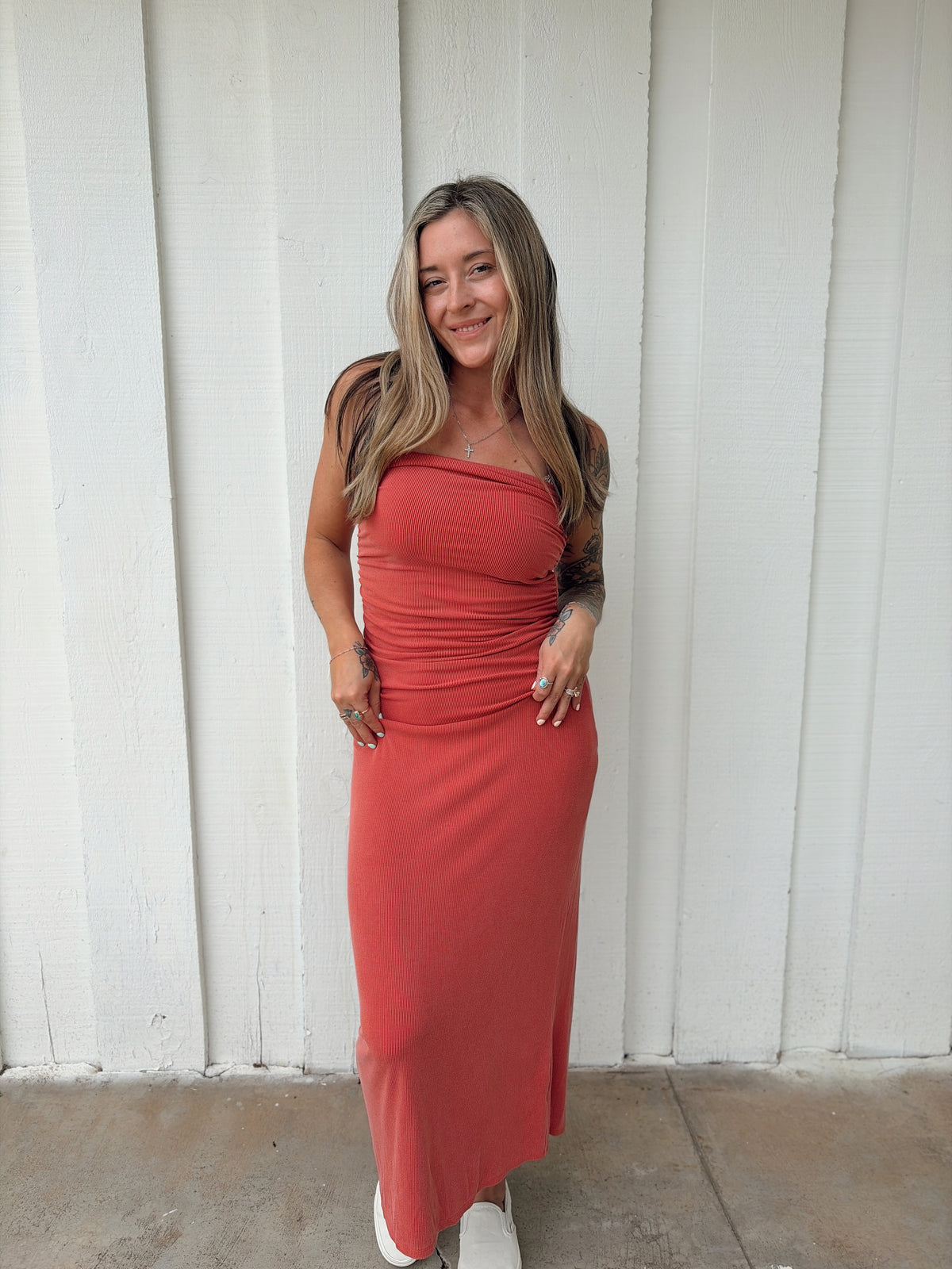 Basic Ribbed Midi Tube Dress