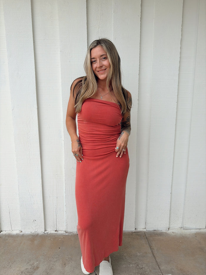 Basic Ribbed Midi Tube Dress