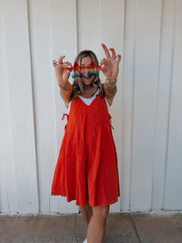 Cherry Red Denim Romper