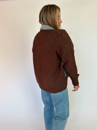 Mixed Cable Knit & Denim Jacket, alternate view