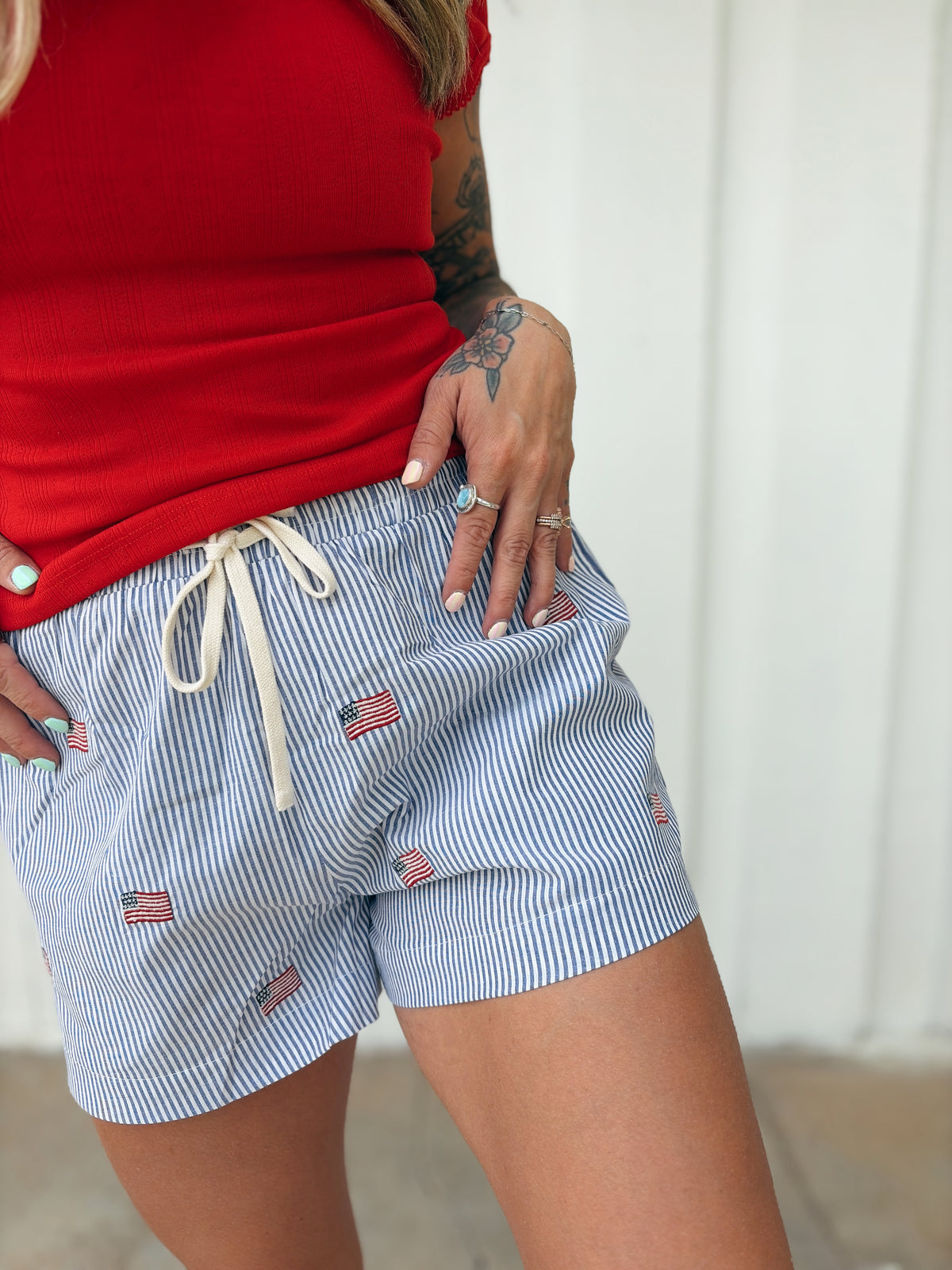 Stripe Flag Embro Shorts