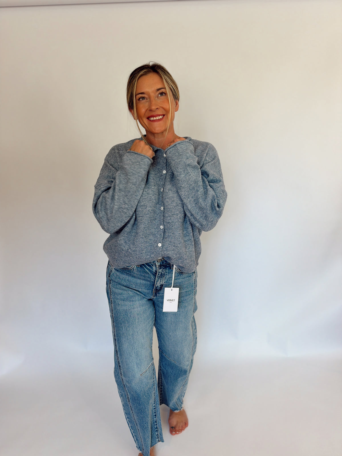 Denim Ultra Soft Cardigan ￼