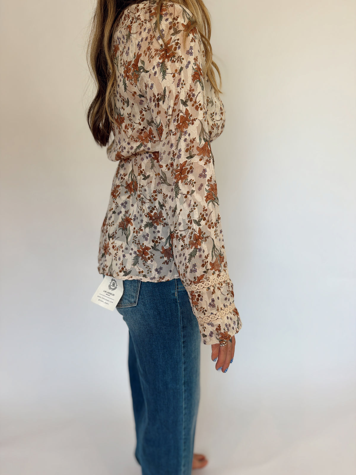 Boho Floral Sheer Blouse