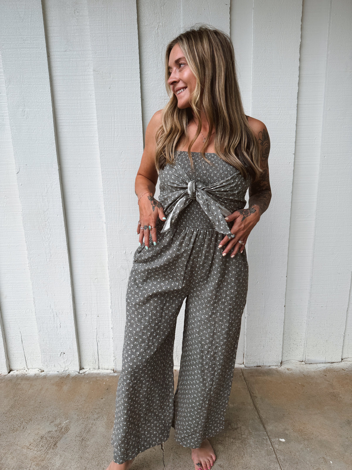 Floral Strapless Jumpsuit