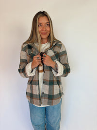 Olive, Brown & Tan Plaid Button-Up Shirt, alternate view