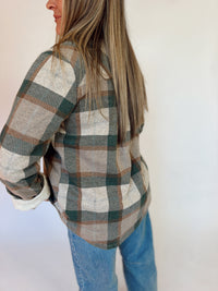 Olive, Brown & Tan Plaid Button-Up Shirt, alternate view