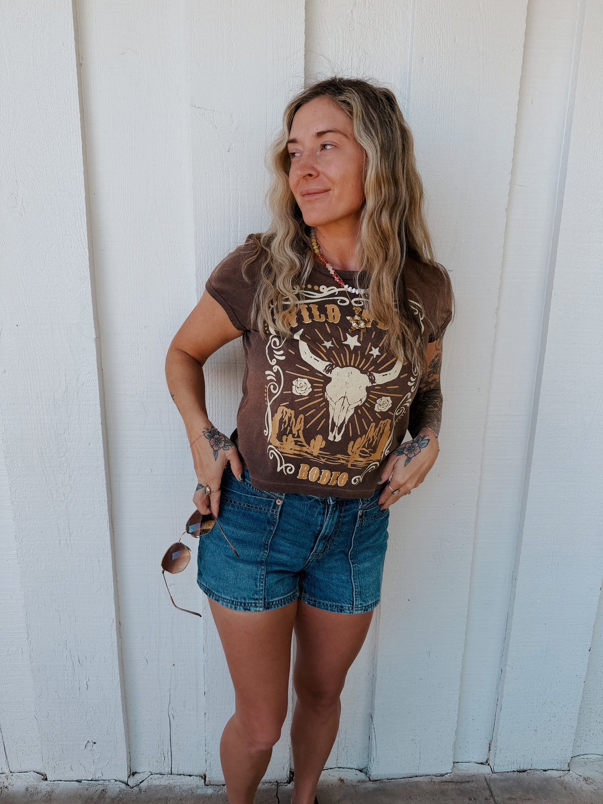 Wild West Longhorn Crop Graphic Tee