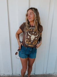 Wild West Longhorn Crop Graphic Tee