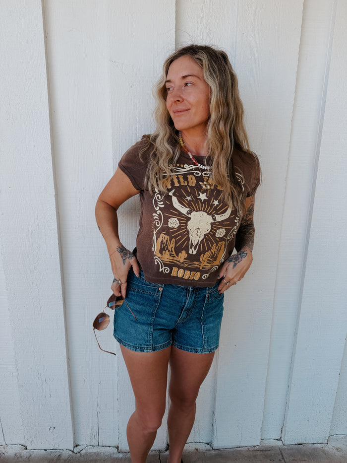 Wild West Longhorn Crop Graphic Tee