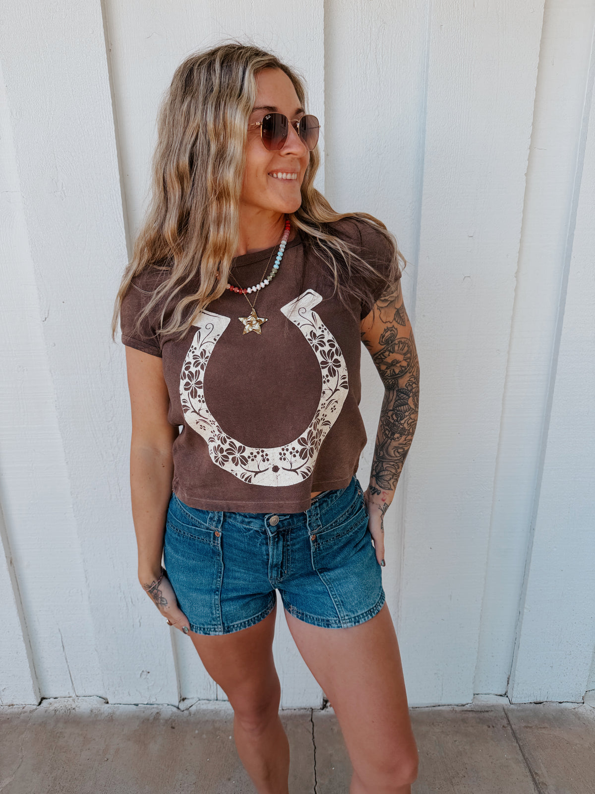 Vintage Floral Horseshoe Crop Top