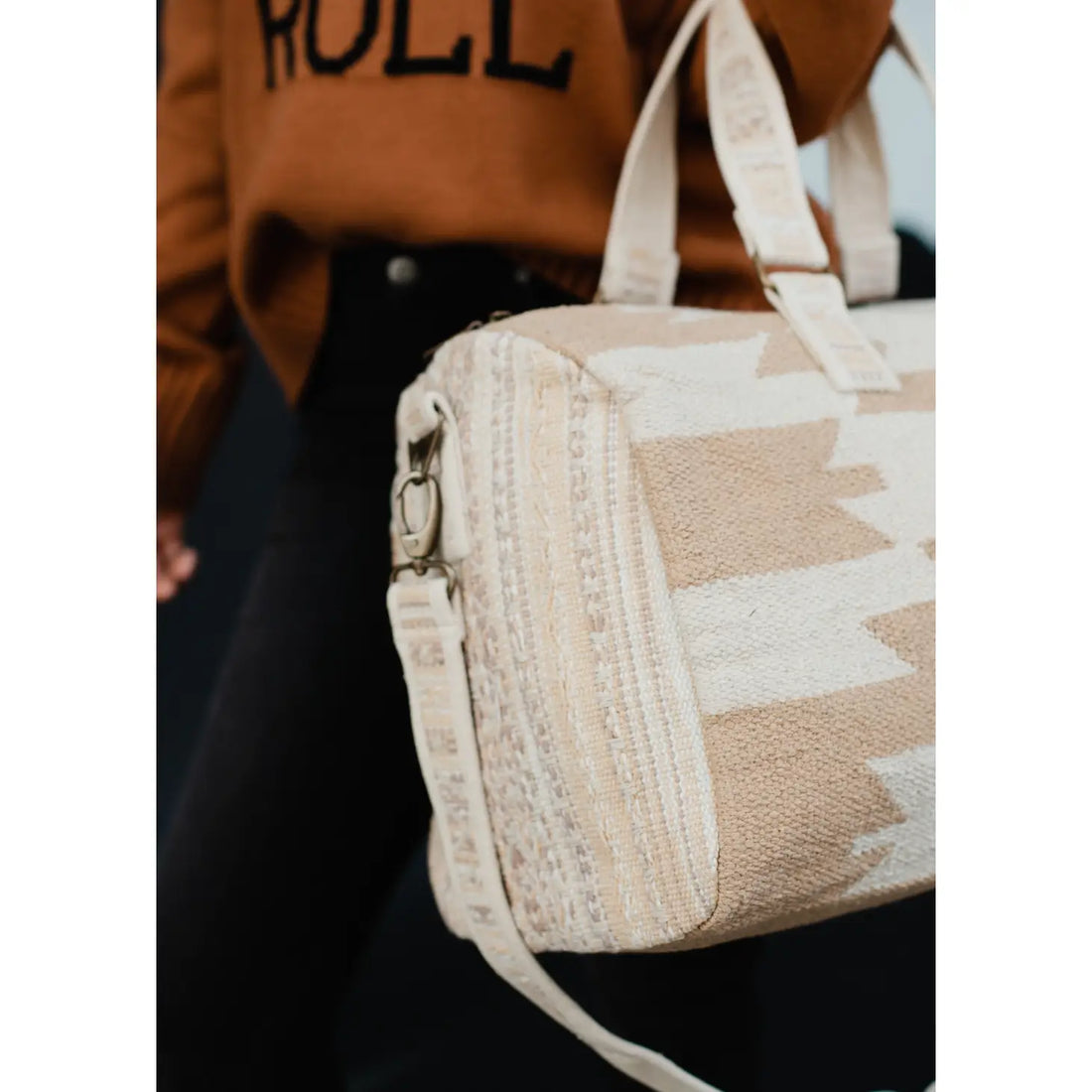 Tan & Cream Aztec Duffle Bag