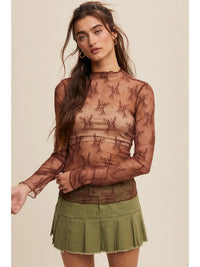 Sheer Lace Long-Sleeve