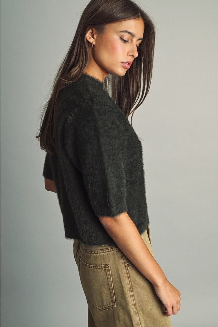 Fluffy Cropped Sweater Top, alternate view