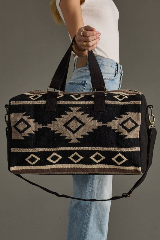 Black, Taupe & Cream Aztec Duffel