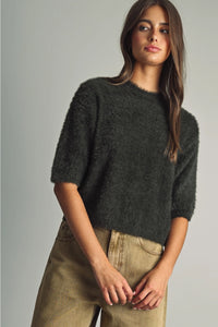 Fluffy Cropped Sweater Top at Sage Lush Boutique