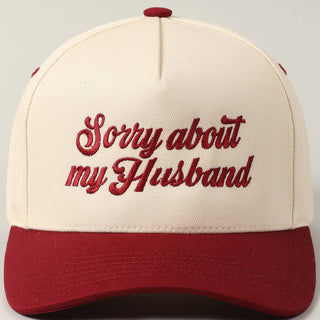 Sorry About My Husband Embroidery Hat Two-Tone Canvas BURGUNDY-HUSBAND / ONE SIZE