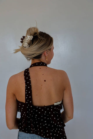 BROWN & CREAM PETAL ARCH CLAW: OVERSIZED