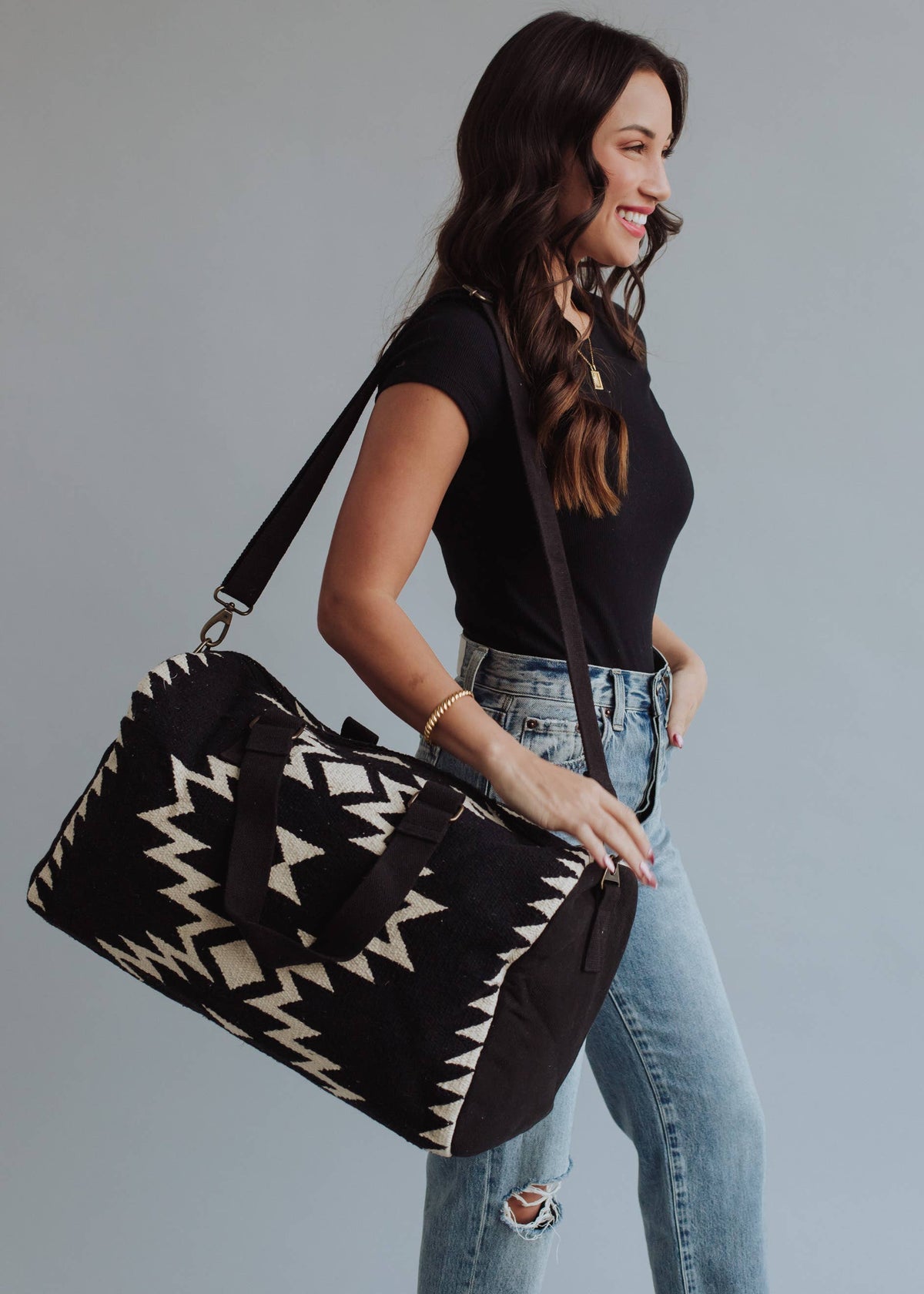 Black & Cream Aztec Duffel