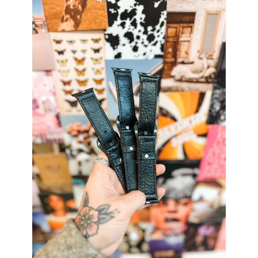 Black & White Cowhide Apple Watch Band 38-41
